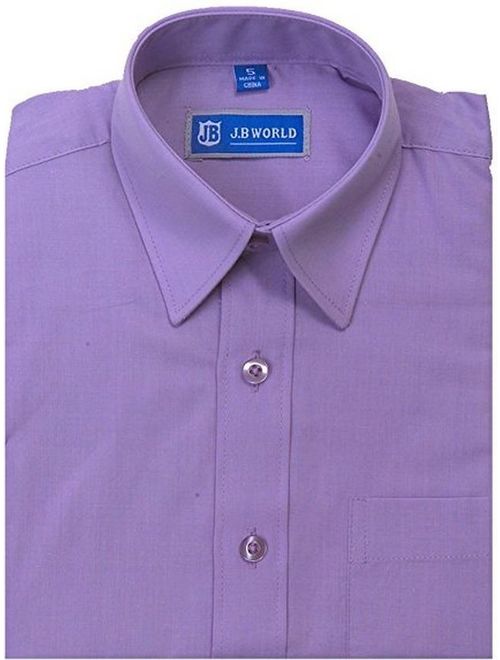 JB World Little Boys Lavender Short Sleeve Button Front Uniform Dress Shirt