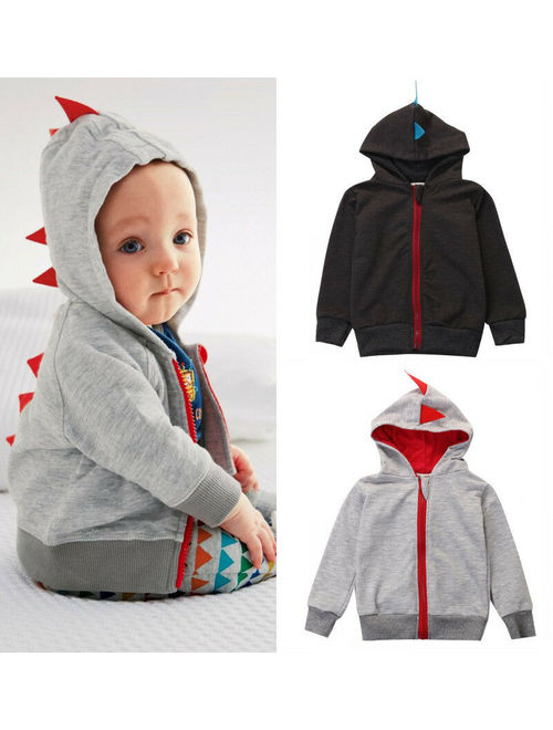Cute Dinosaur Hooded Baby Boys Clothes Long sleeve Hoodie Tops Jacket Coat 0~3Y