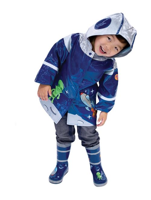 Kidorable Boys Blue Space Hero Print Lined Rubber Rain Boots 11-2 Kids
