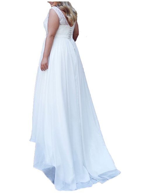 Mulanbridal Chiffon Applique Beach Wedding Dress Long Formal Prom Evening Gown