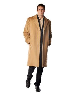 Cashmere Boutique: Men's Knee Length Coat Overcoat Topcoat in 100% Pure Cashmere (2 Colors, Sizes: 38/40/42/44/46/48/50)