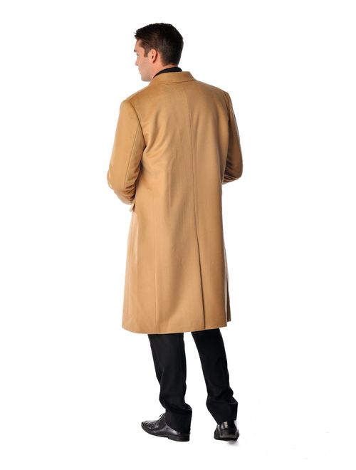 Cashmere Boutique: Men's Knee Length Coat Overcoat Topcoat in 100% Pure Cashmere (2 Colors, Sizes: 38/40/42/44/46/48/50)