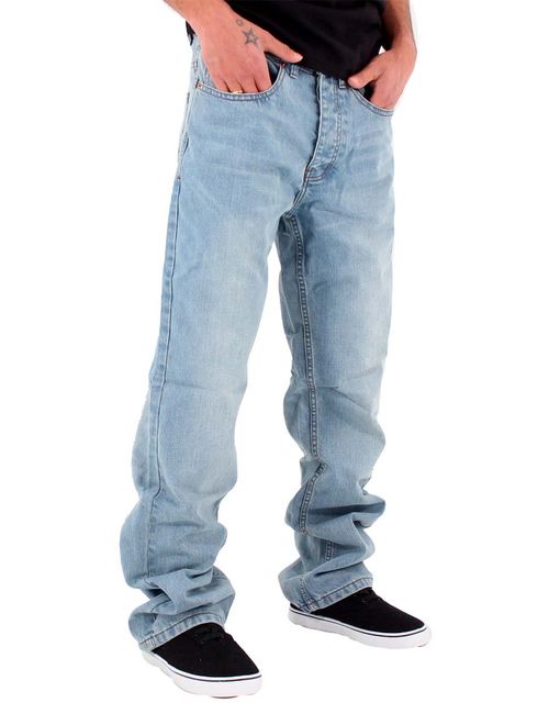 Rocawear Men's Double R Denim Loose Fit Jeans, Stonewash Blue