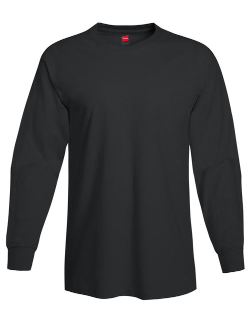 Hanes Men's and Big Men's Tagless Long Sleeve Tee, Up To Size 3XL