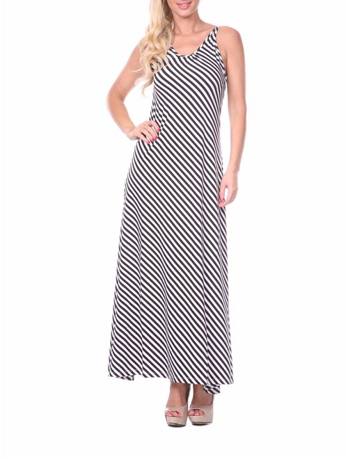 White Mark Women's Backless Striped Maxi Dress
