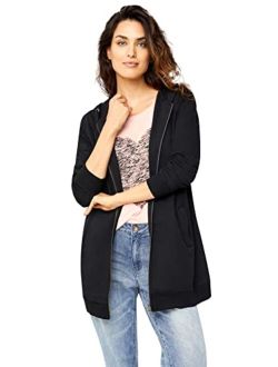 Ellos Women's Plus Size Long Zip Front Hoodie | French Terry | Oversized Lightweight Jacket