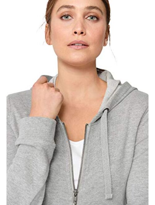 Ellos Women's Plus Size Long Zip Front Hoodie | French Terry | Oversized Lightweight Jacket