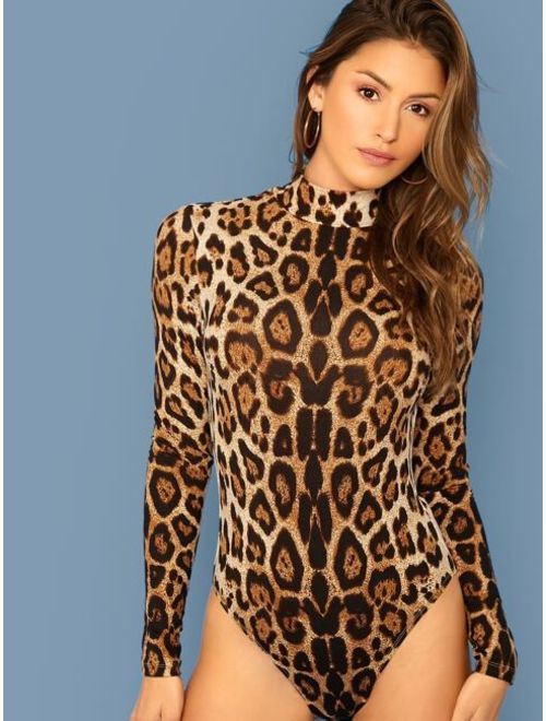 Shein Leopard Print Skinny Bodysuit