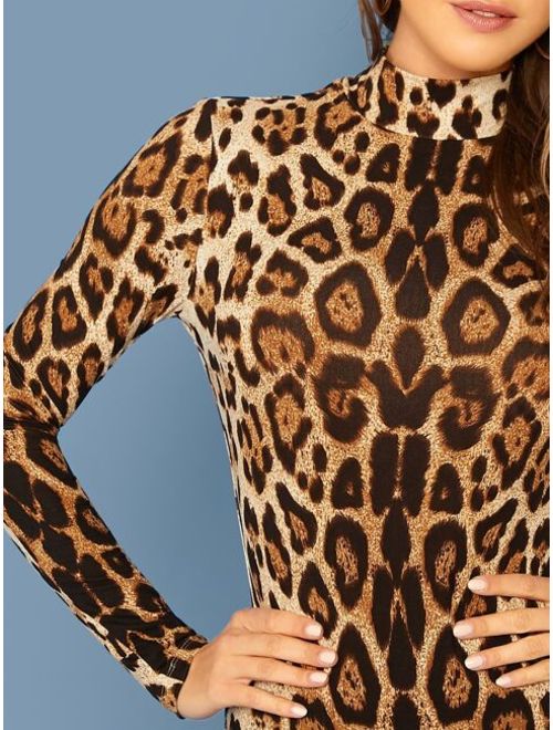 Shein Leopard Print Skinny Bodysuit