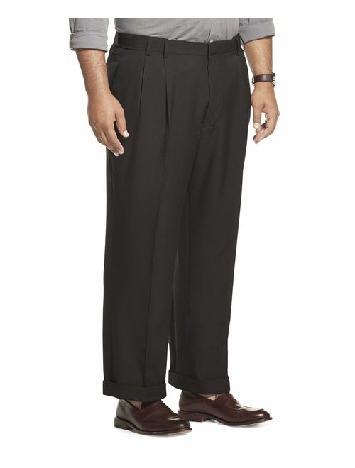 Van Heusen Men's Big and Tall Stretch Traveler Cuffed Crosshatch Pleated Pant