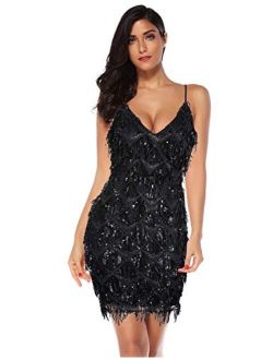 meilun Womens Sequin Fringe 1920s Flapper Inspired Party Dance Dress
