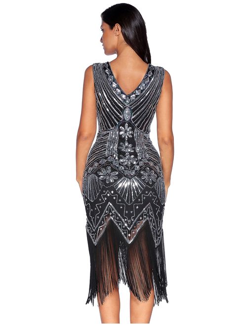 meilun 1920s Sequined Vintage Dress Beaded Gatsby Flapper Evening Dress Prom