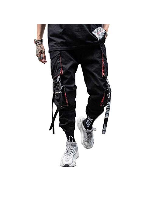 HONIEE Men's Hiphop Punk Jogger Sport Harem Pants Cargo Pants