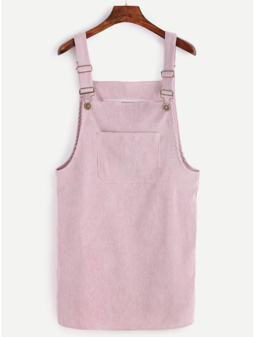 Front Pocket Corduroy Overall Dress