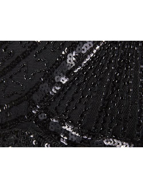 VIJIV 1920s Style Inspired Charleston Sequin Layer Tassel Cocktail Flapper Dress