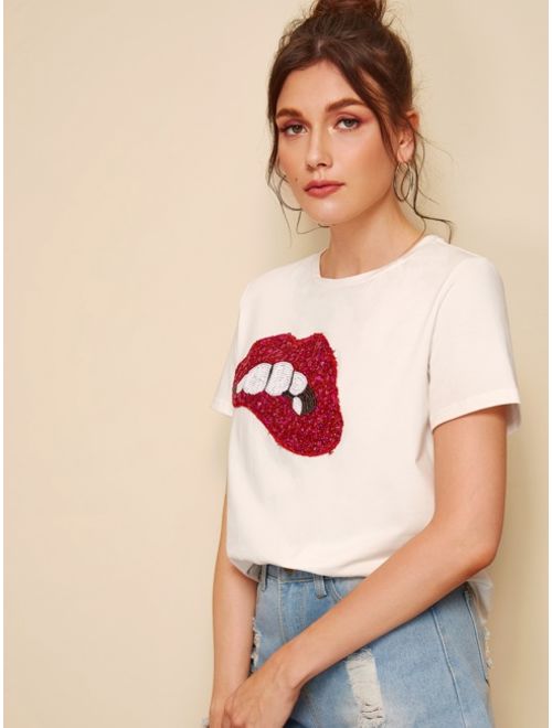 Sparkly Lip Patch T-shirt