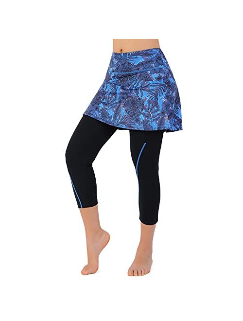 ANIVIVO Capri Skirted Leggings for Tennis Sports With Pocket
