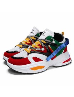 Men's Retro Color Blocked Fashion Sneakers Sport Running Shoes Walking Casual Athletic Shoes