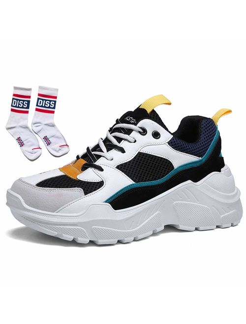 Men's Retro Color Blocked Fashion Sneakers Sport Running Shoes Walking Casual Athletic Shoes