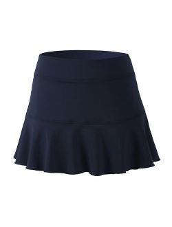 32e-SANERYI Women's Pleated Elastic Quick-Drying Tennis Skirt with Shorts Running Skort
