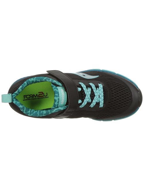 Saucony Girls' Ideal a/C Running Shoe, Black/Turquoise, 10.5 Wide US Little Kid