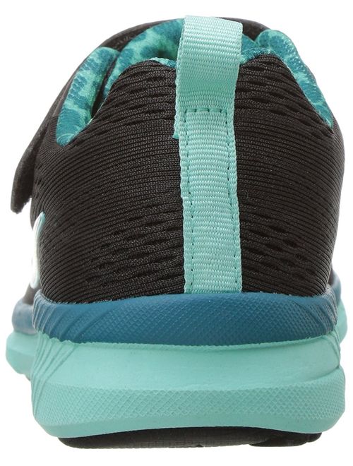 Saucony Girls' Ideal a/C Running Shoe, Black/Turquoise, 10.5 Wide US Little Kid