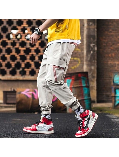 Astellarie Mens Jogger Pants Multi-Pocket Hip Hop Streetwear Harem Pants with Drawstring