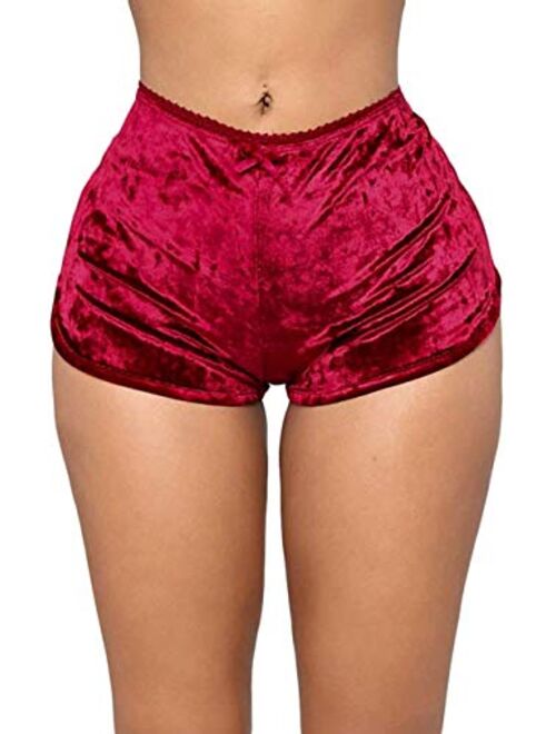 Angsuttc Women's Velvet 2 Piece Outfit Spaghetti Strap Sleeveless Crop Top+ Shorts Set
