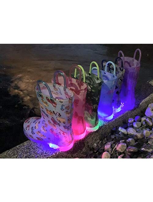 Outee Toddler Kids Adorable Printed Light Up Rain Boots