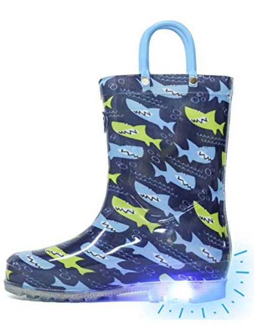 Outee Adorable Printed Waterproof Rubber Rain Boots for Toddler and Kids