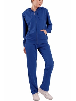 Women's 2 Piece Outfits Velvet Zip Hoodie Sweatshirt & Sweatpants Sweatsuits and Velour Tracksuit Sets Jogging Suit