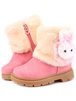 Femizee Baby Girls Infant Toddler Winter Fur Shoes Rabbit Snow Boots Booties(Toddler/Little Kid)