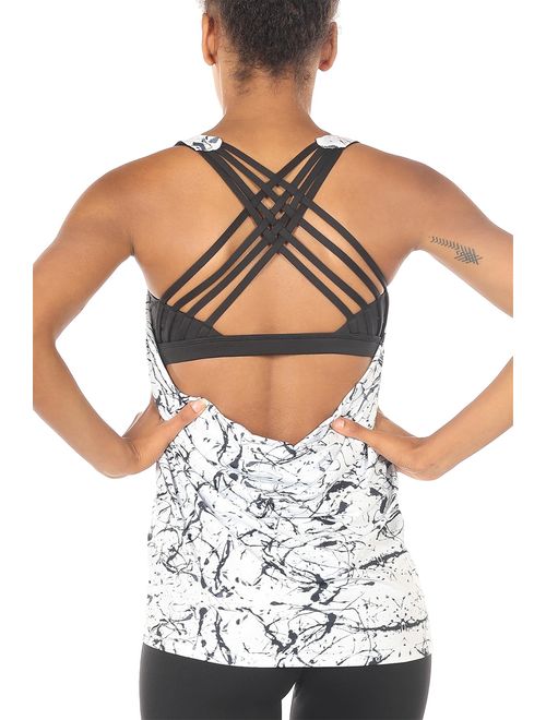 icyzone Yoga Workouts Activewear Built in Bra Tank Tops for Women