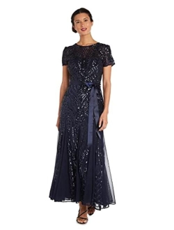 Women's One Piece Short Sleeve Embelished Sequins Gown