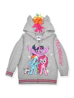 Hasbro My Little Pony Girls Rainbow Dash, Twilight Sparkle and Pinkie Pie Zip Up Hoodie for Toddler and Little Kids