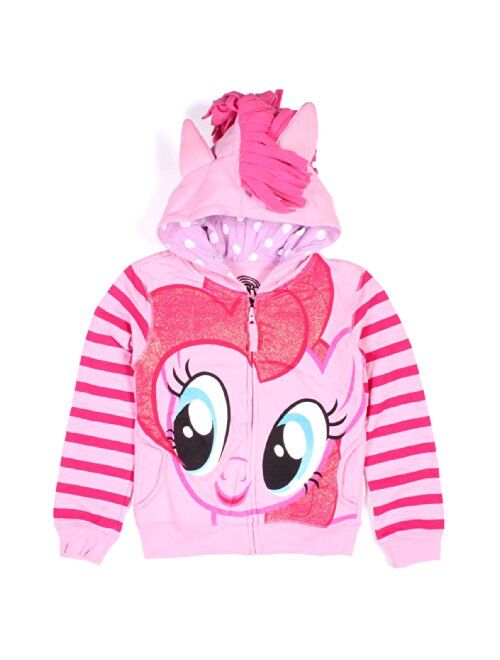 My Little Pony Little Girls 3D Graphic Striped sleeves Zip-up Hoodie