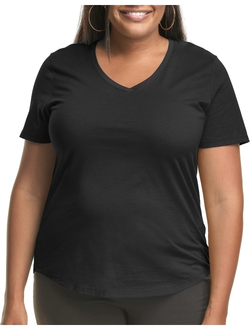 Just My Size Women's Plus-Size Short-Sleeve V-Neck T-Shirt