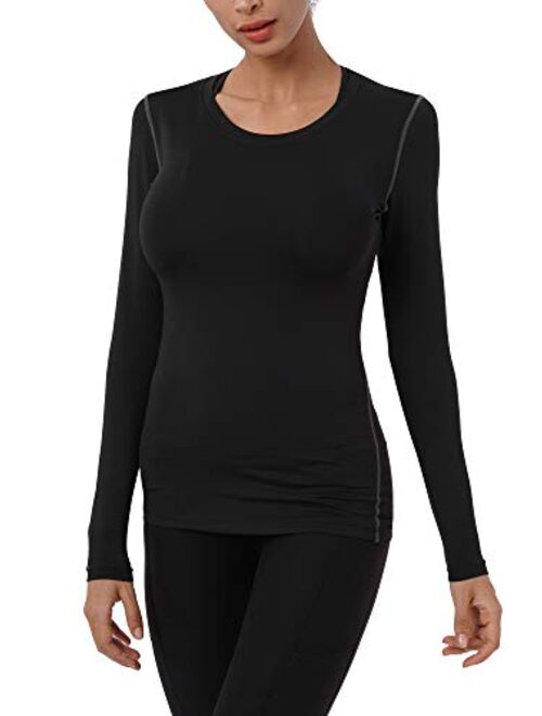 Neleus Women's 3 Pack Dry Fit Athletic Compression Long Sleeve T Shirt