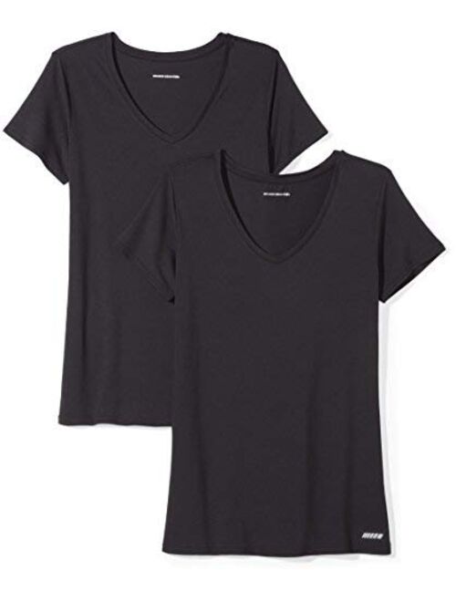 Amazon Essentials Women's 2-Pack Tech Stretch Short-Sleeve V-Neck T-Shirt