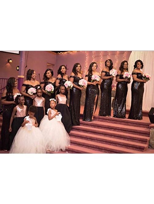 YSMei Women's Off Shoulder Sequins Evening Dress Split Mermaid Prom Gown Ypm464