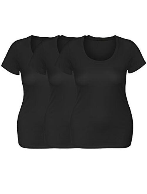 Emmalise Women's Short Sleeve Tshirt Scoop Neck Tee Value Pack Junior Plus Sizes
