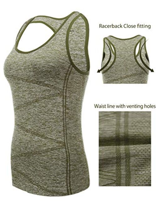 Disbest Yoga Tank Top Women's Performance Stretchy Quick Dry Sports Workout Running Top Vest with Removable Pads 
