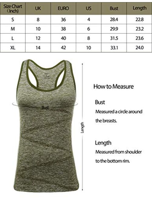 DISBEST Yoga Tank Top, Women's Performance Stretchy Quick Dry Sports Workout Running Top Vest with Removable Pads