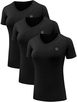 Neleus Women's 3 Pack Compression Workout Athletic Shirt