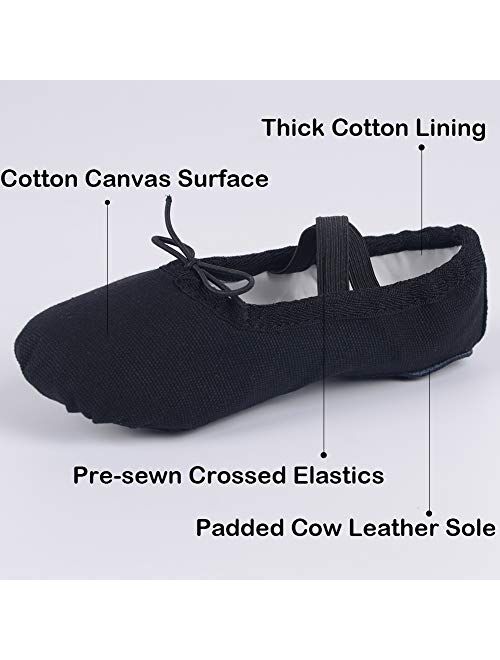 Ruqiji Canvas Full Sole Ballet Shoes for Practice Dance
