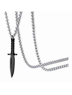 Fusamk Fashion Titanium Steel Dagger Tag Pendant Knife Necklace
