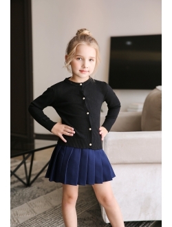 SMILING PINKER Girls Cardigan Sweater School Uniforms Button Long Sleeve 