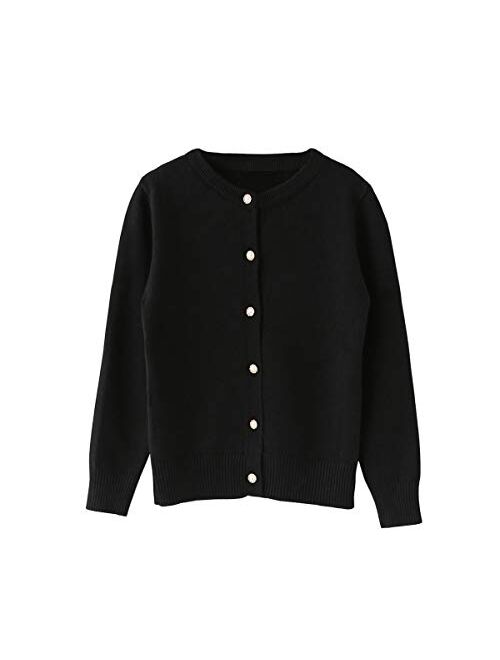 SMILING PINKER Girls Cardigan Sweater School Uniforms Button Long Sleeve Knit Tops 
