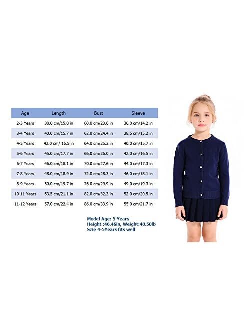 SMILING PINKER Girls Cardigan Sweater School Uniforms Button Long Sleeve Knit Tops