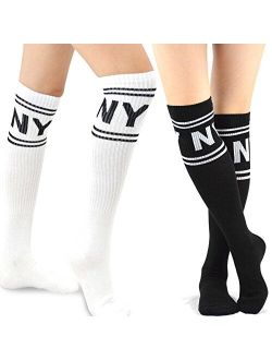 Teehee Women's Fashion Extra Long Cotton Thigh High Socks - 4 Pair Pack